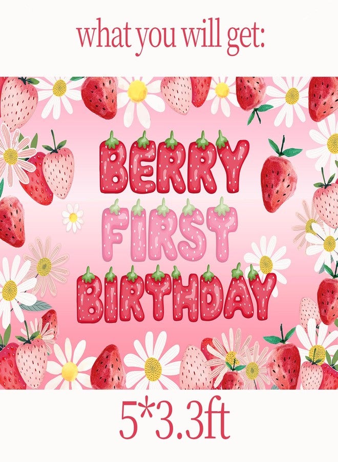 BIGKEOKI Berry First Birthday Decorations Strawberry 1st Bday Backdrop Banner Sweet One Strawberry 1st Party Decor Supplies Strawberry 1st Birthday Decor - Image 2